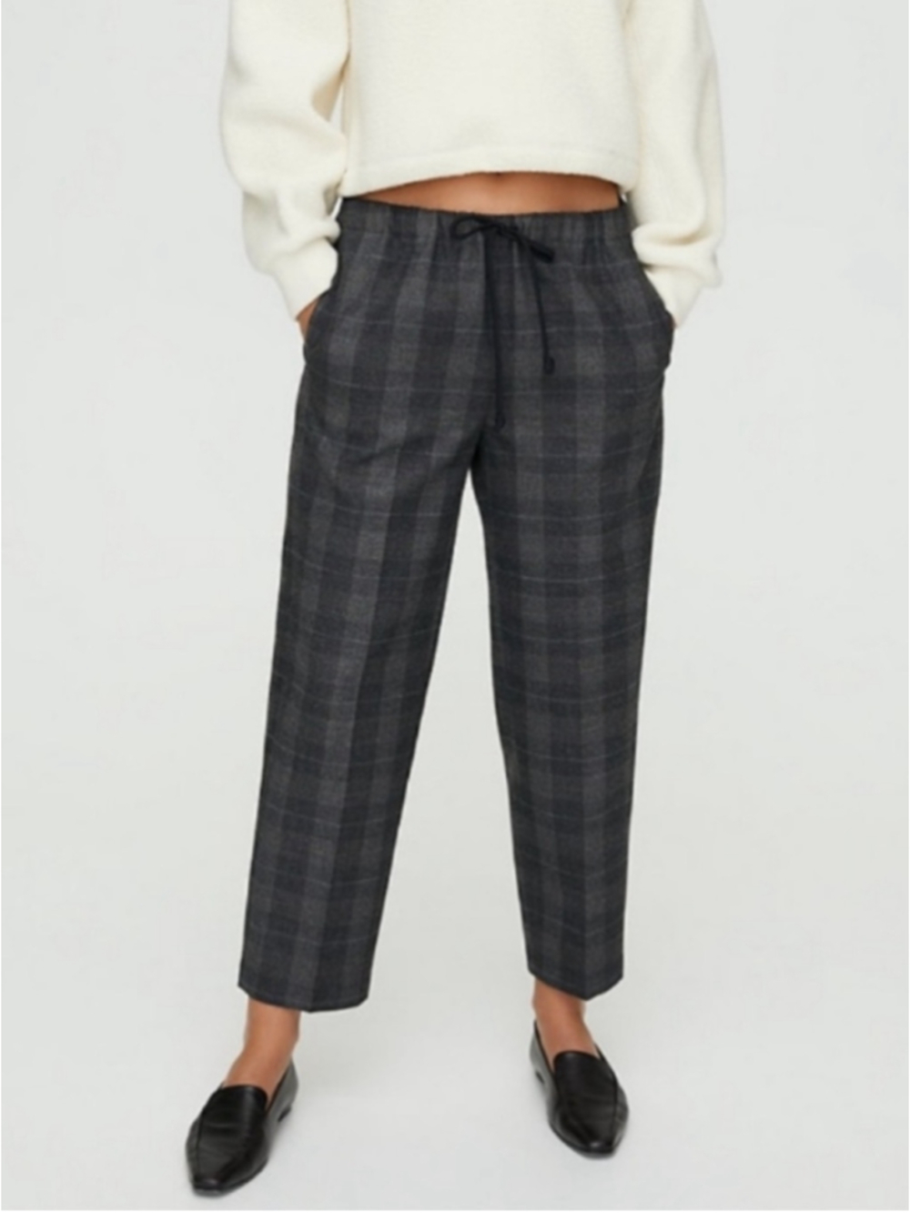 The Group by Babaton Jimmy Pant Mid Rise Twill Trousers Size Medium Grey Aritzia